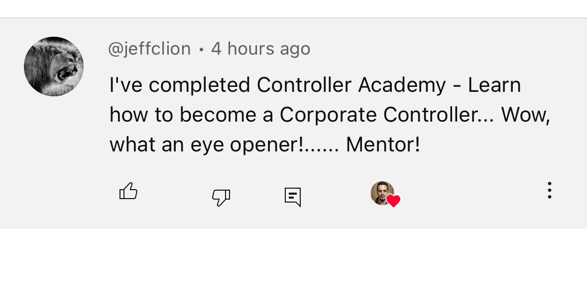YouTube comment from @jeffclion about completing Controller Academy